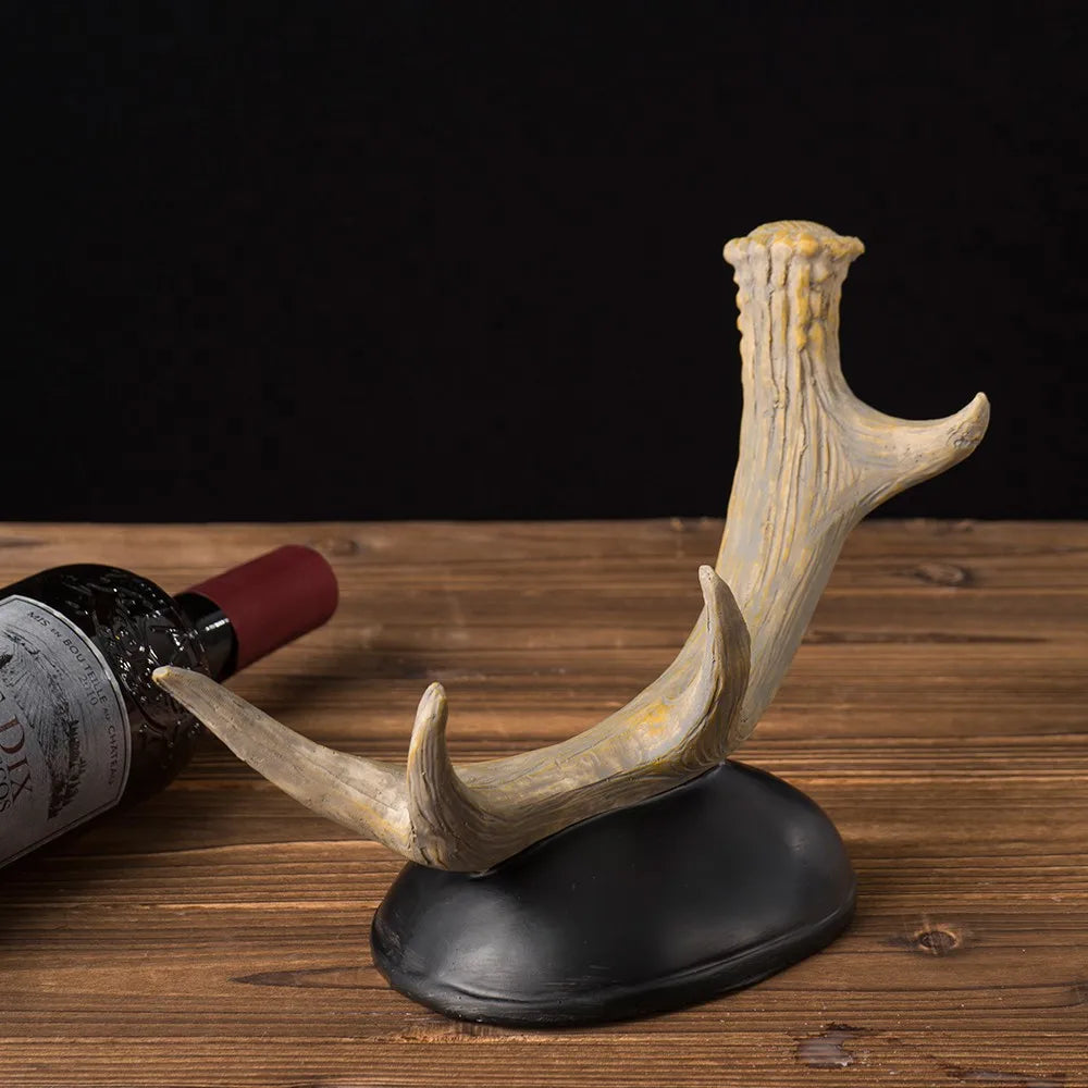 Resin Wine Rack Bottle Holder Deer Antler Decor Interior Bar Kitchen Shelf Tabletop Storage