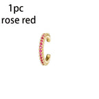 Luxury Rose Red Zircon Stainless Steel Water Drop Hoop Earring