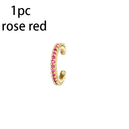 Luxury Rose Red Zircon Stainless Steel Water Drop Hoop Earring