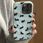 Dachshunds Pattern Case for iPhone 17 16 15 14 13 12 11 Pro Max Plus Texture
