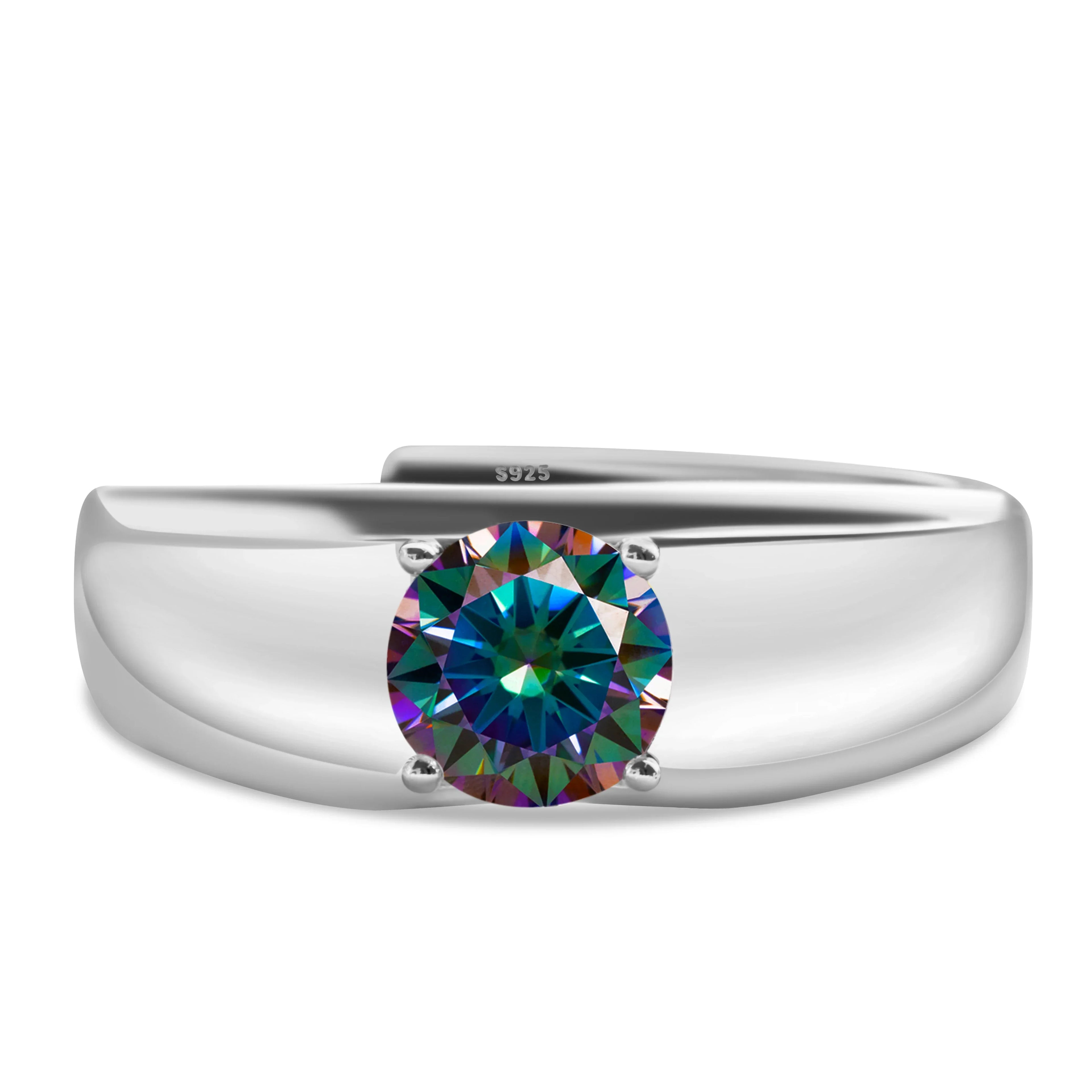 925 Sterling Silver Moissanite Ring for Men and Women, White Gold Plated, Engagement, Wedding Jewelry, Trend Gift, 1 Carat, 2024