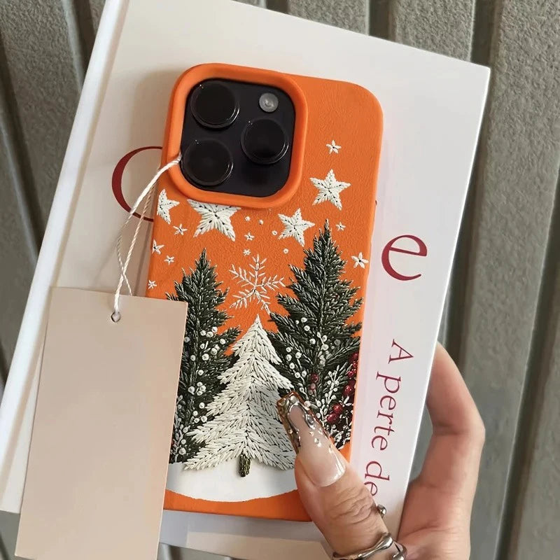 Christmas Tree Lychee Case for iPhone 17 16 15 14 13 12 Pro Max