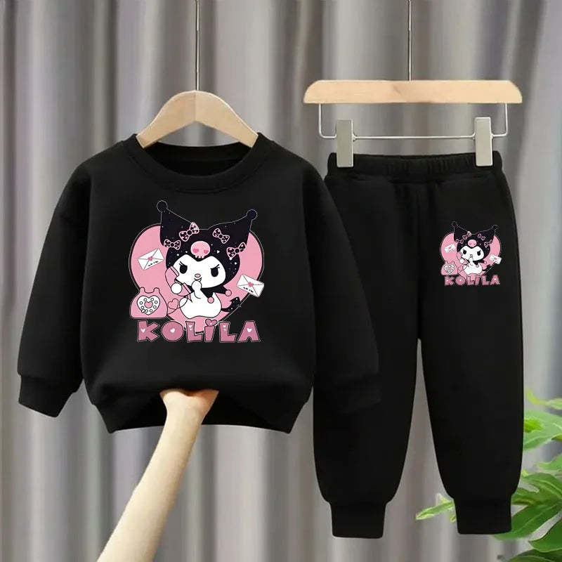 Sanrio Kuromi Girls Sweatshirt and Trousers 2-Piece Set Casual Tracksuit