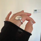 Ellipse Smooth Surface Adjustable Ring 925 Sterling Silver Engagement Wedding Luxury
