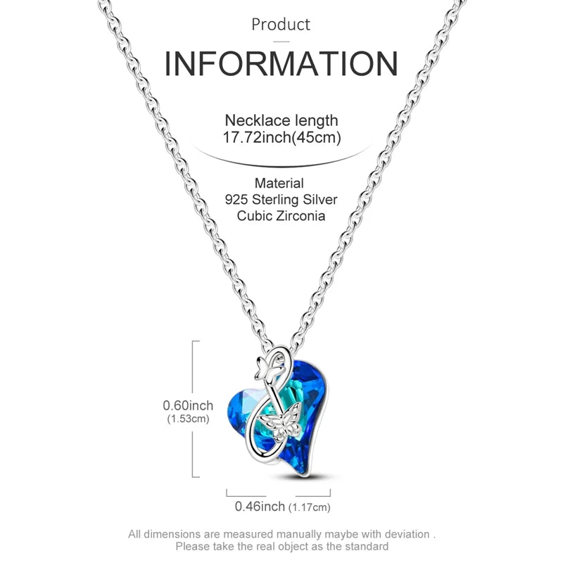 925 Sterling Silver Luminous Firefly Heart Shaped Zircon Pendant Necklace For Women Fashion Anniversary Birthday Jewelry Gifts