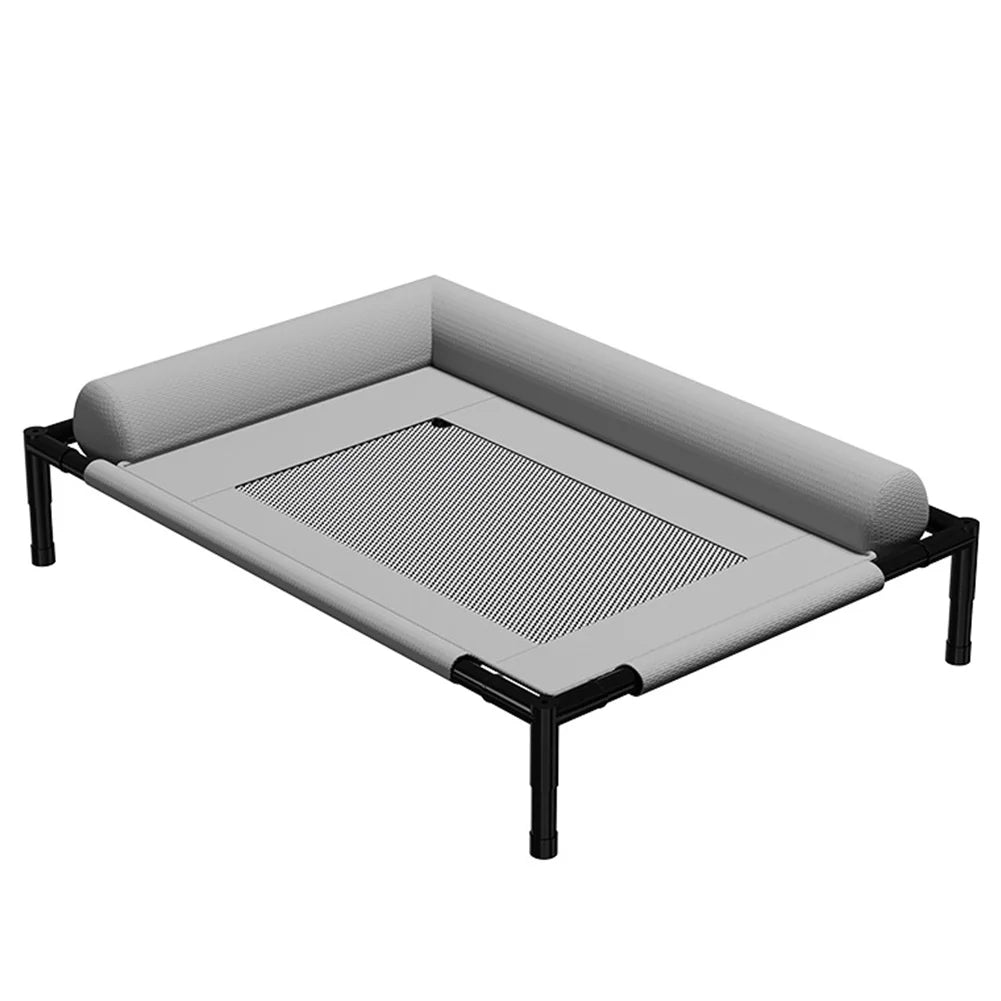 Raised Mesh Breathable Dog Bed Removable Bolster Cooling Sofa - Ship from UK
