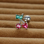 12 Styles Crystal Zircon Mini Fruit Stud Earrings Stainless Steel