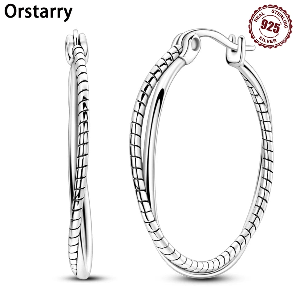 925 Sterling Silver Minimalist Staggered Circular Hoop Earrings Birthday Gift
