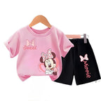 Girls O-Neck Short Sleeve T-Shirt and Shorts 2-Piece Summer Outfit