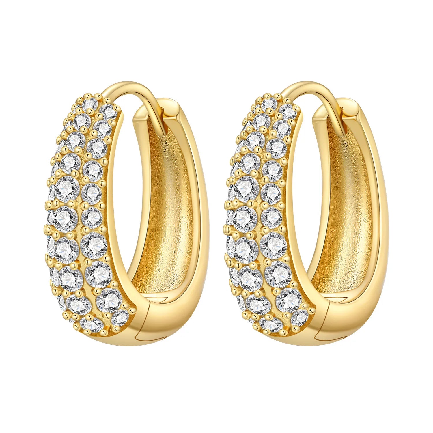 925 Sterling Silver Elegant Golden French Organ Hoop Earrings Trendy Jewellery