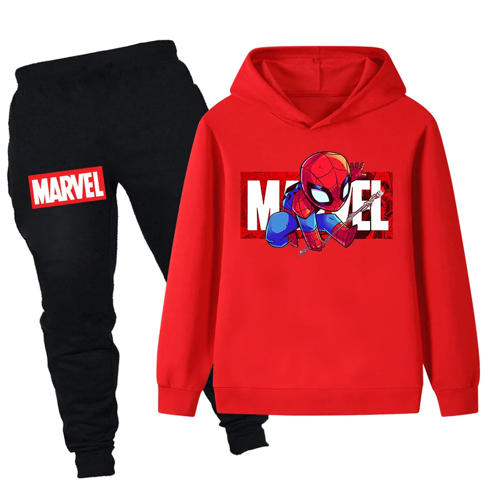 Boys Spiderman Print Fashion Suit Autumn Winter Children's Warm Tracksuit