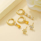 Exquisite Stainless Steel Yellow Zircon Water Drop Hoop Earring