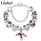 Pink Crystal Bead Charm Bracelet Colourful Enamel Handmade DIY Jewellery