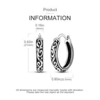 925 Sterling Silver Retro Grass Pattern Versatile Hoop Earrings Birthday Gift