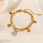 Gold Colour Multilayer Stainless Steel Charm Bracelet Men Women Bangle