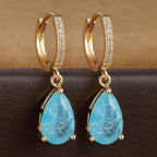 2PCS Simple Stainless Steel Colourful Zirconia Hoop Earrings