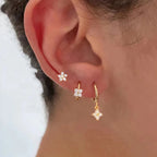 3PCS Four Flower Zircon Little Hoop Earring Star Cartilage Piercing