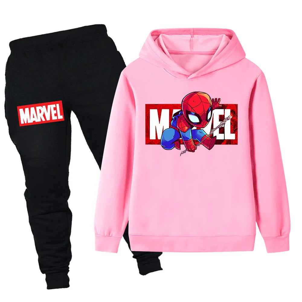 Boys Spiderman Print Fashion Suit Autumn Winter Children's Warm Tracksuit