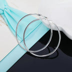 925 Sterling Silver Big Hoop Earrings Women 50/60/70/80mm Wedding Jewellery