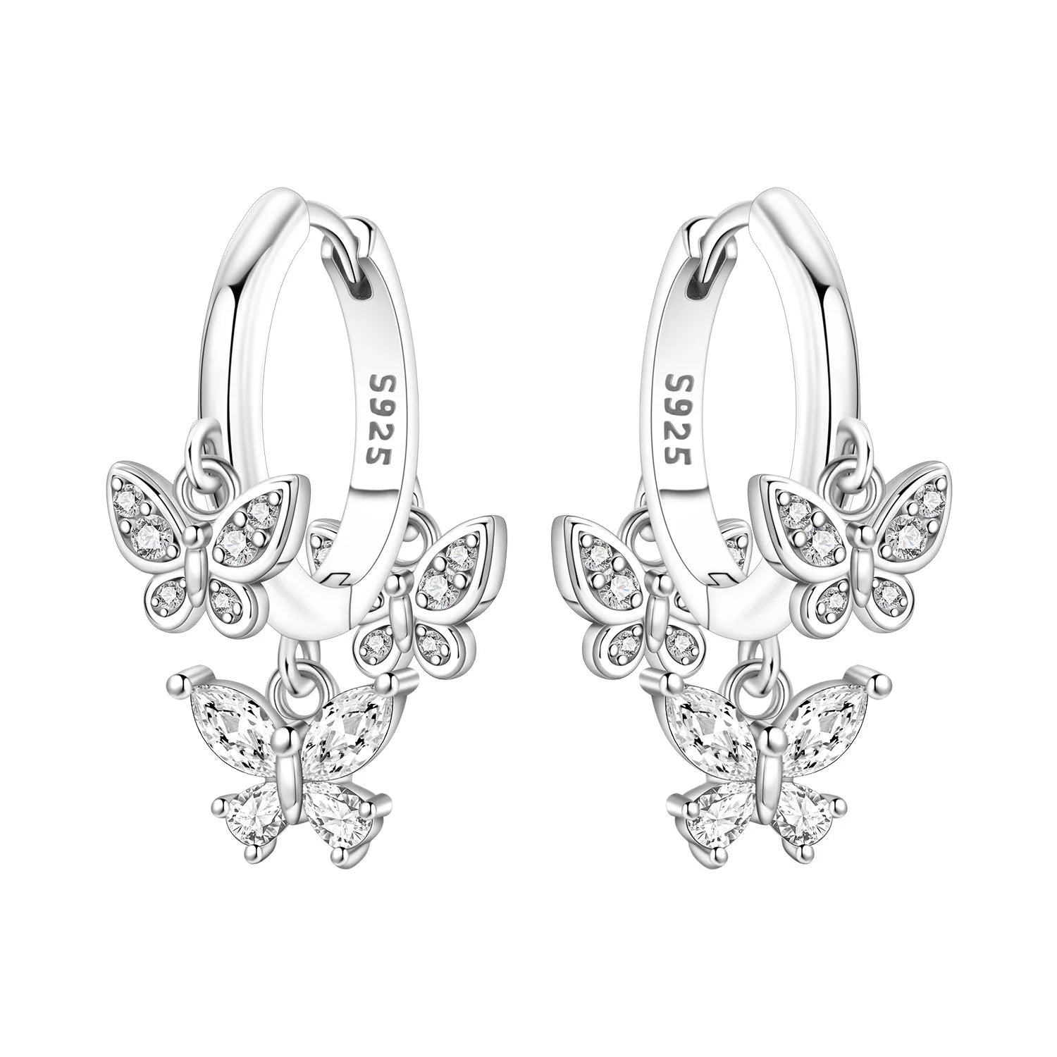 925 Sterling Silver Gradient Dragonfly Insect Drop Earrings Anniversary Gift