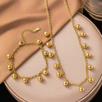 Metal Beads Heart Stainless Steel Bracelet Bangle Gold Colour Gift