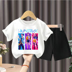 K-pop Girls Summer Casual T-Shirt and Shorts 2-Piece Fashion Outfit