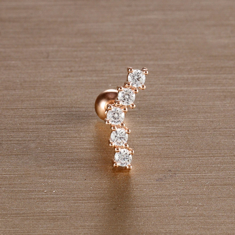 1PC 6 Styles Stainless Steel Mini Zircon Cartilage Piercing Stud