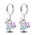 925 Sterling Silver Pink Sweet Bow Drop Earrings Trendy Anniversary Jewellery