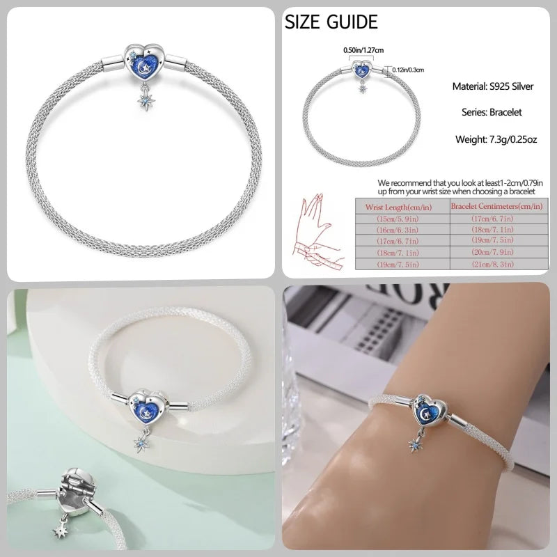 925 Silver 17-20CM Heart Pave Zirconia Original Bracelets Infinity Bracelet Fit DIY Charms Bead Birthday Jewelry Gifts Hot Sale