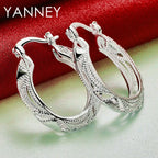 925 Sterling Silver 30mm Hollow Round Hoop Earrings Women Party Fashion Gift