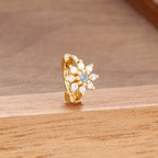 1 Piece Stainless Steel Zircon Minimal Hoop Earring 14K Gold Plated
