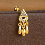 1PC Stainless Steel Zircon Gold Colour Triangle Stud Earrings