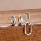 3PCS Stainless Steel Zircon Hoop Earrings Set Gold Colour Piercing
