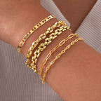 Gold Color Link Bracelet, Layering Bracelets for Women ,Stainless Steel Chain Adjustable Waterproof Jewelry
