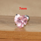 1PC Fashion Zircon Heart Helix Tragus Piercing Stud Earrings Steel