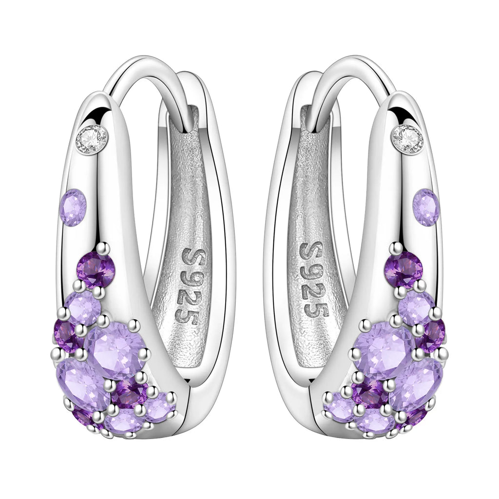 925 Sterling Silver Animal Plant Green Zircon Circle Hoop Earrings Jewellery