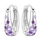 925 Sterling Silver Animal Plant Green Zircon Circle Hoop Earrings Jewellery