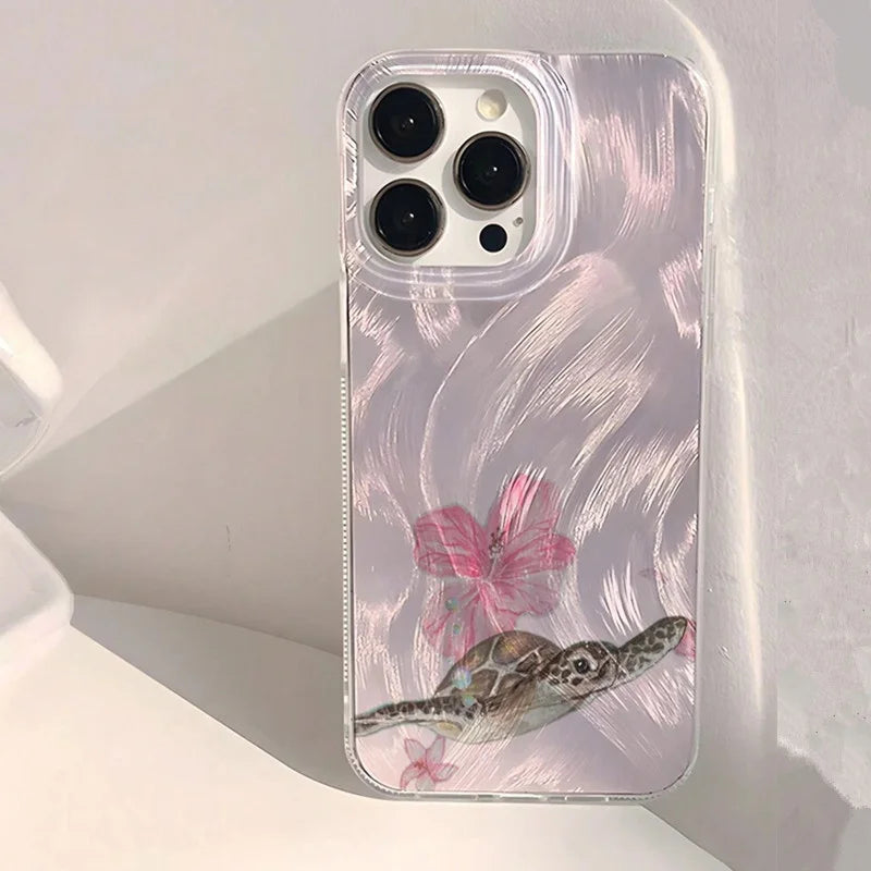 Summer Turtle Pattern IMD Case for Samsung A55 A35 A15 S25 S24 S23 Ultra FE