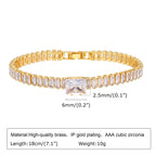 Pave Cubic Zirconia Chain Bracelet for Women, Simple Gold Plated Dainty Jewelry Gift