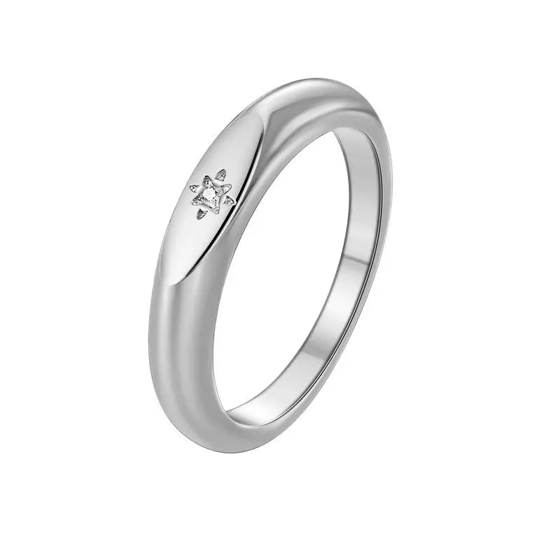 925 Sterling Silver Fashion Wedding North Star Ring Cubiz Zircon Engagement Accessory