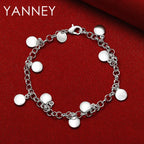 925 Sterling Silver 8-inch Delicate Round Bracelet Women Wedding Jewellery Gift
