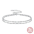 ORSA JEWELS 925 Sterling Silver Women's Bracelet Double Layer Water Ware with Satellite Chain Bracelet Elegance Jewelry SB131
