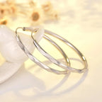 925 Sterling Silver 5cm Big Circle Hoop Earrings Women Luxury Party Jewellery