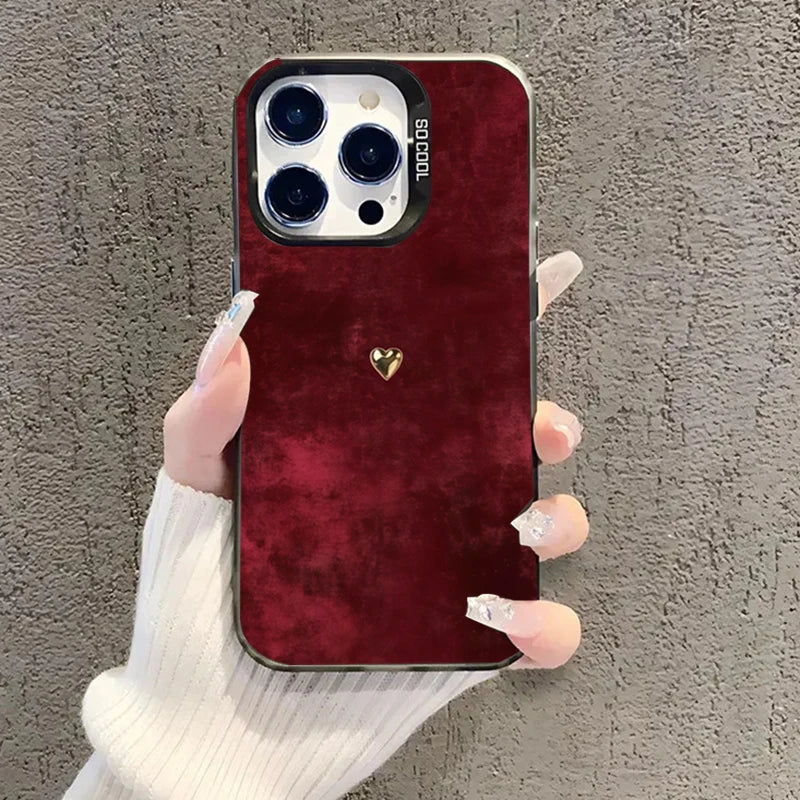 Golden Love Heart Case for Samsung Galaxy S25 S24 Ultra S23 FE A55