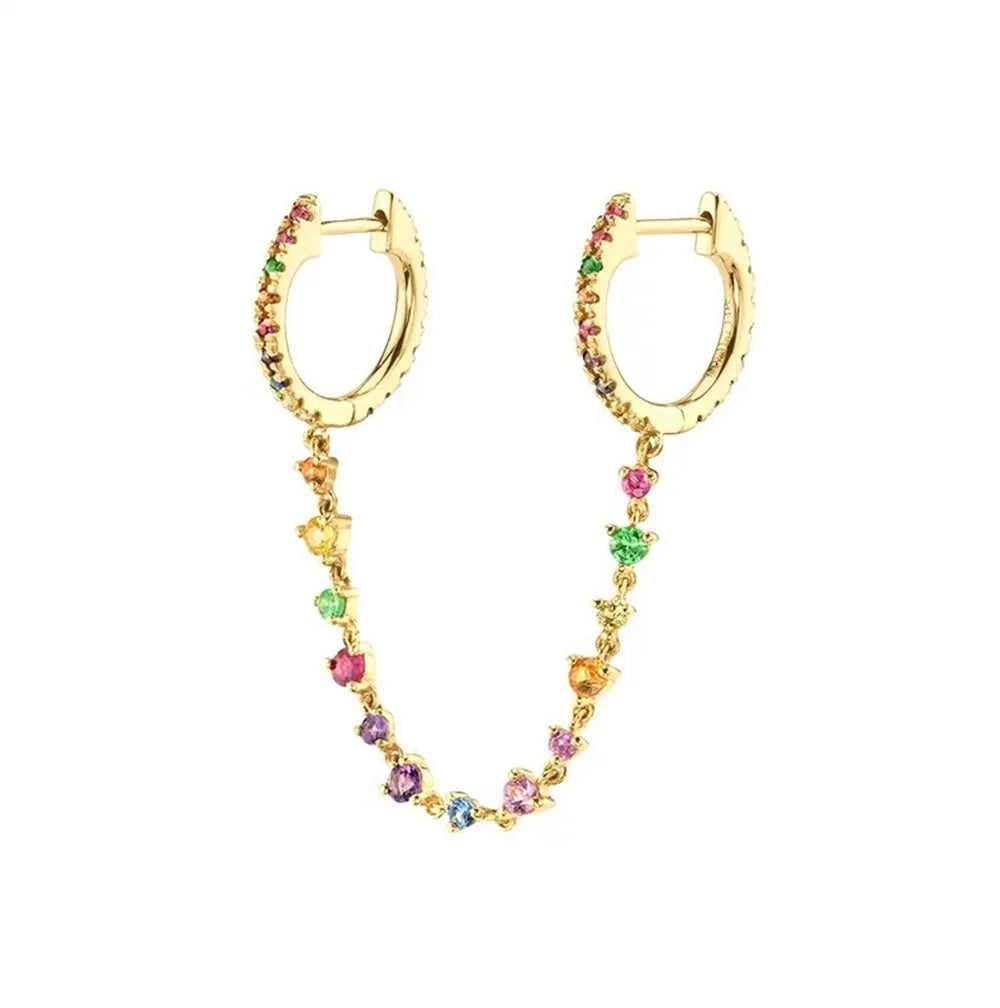 New Design Stainless Steel Zirconia Hoop Earrings Gold Colour Pendant