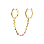 New Design Stainless Steel Zirconia Hoop Earrings Gold Colour Pendant