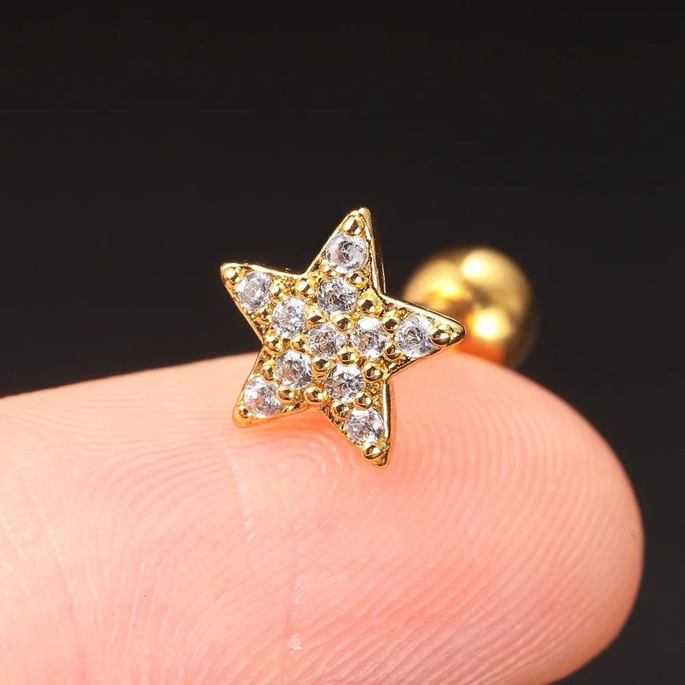 1PC 2023 Daith Ear Ring Piercing Star Eye Tragus Helix Septum Steel
