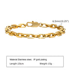 Chunky Stainless Steel Link Chain Bracelet For Woman, Gold Plated Layering Bracelets Wristband Waterproof Jewelry