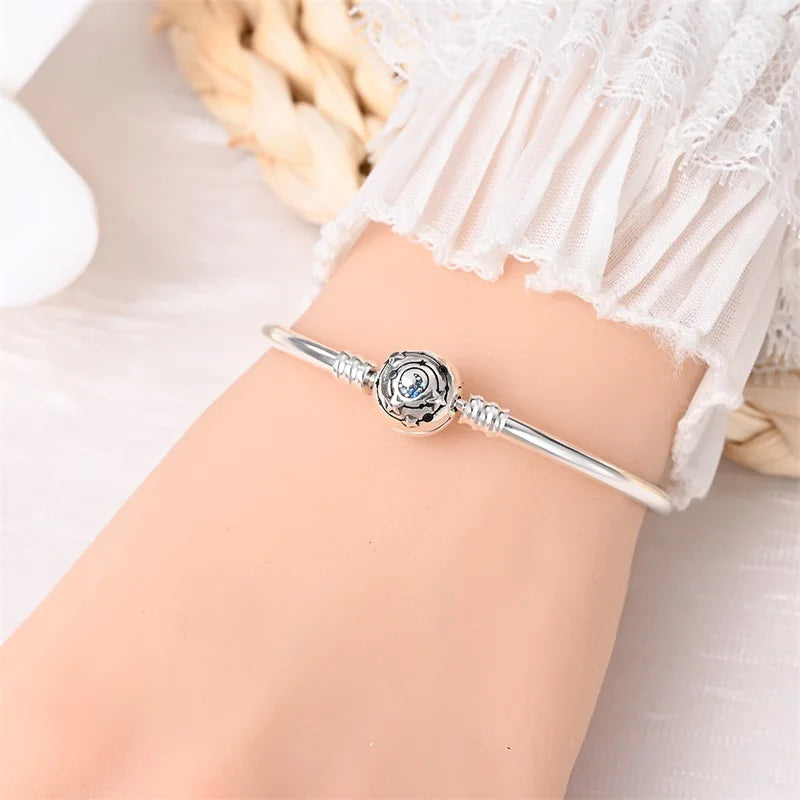 925 Sterling Silver Forever Love Peach Heart Bracelets Star Moon Airplane Earth Bracelets For Women Fit DIY Charms Party Jewelry
