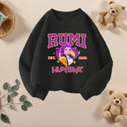 K-pop Girls Long Sleeve Pullovers Cartoon Print O-Neck Sport Sweatshirts